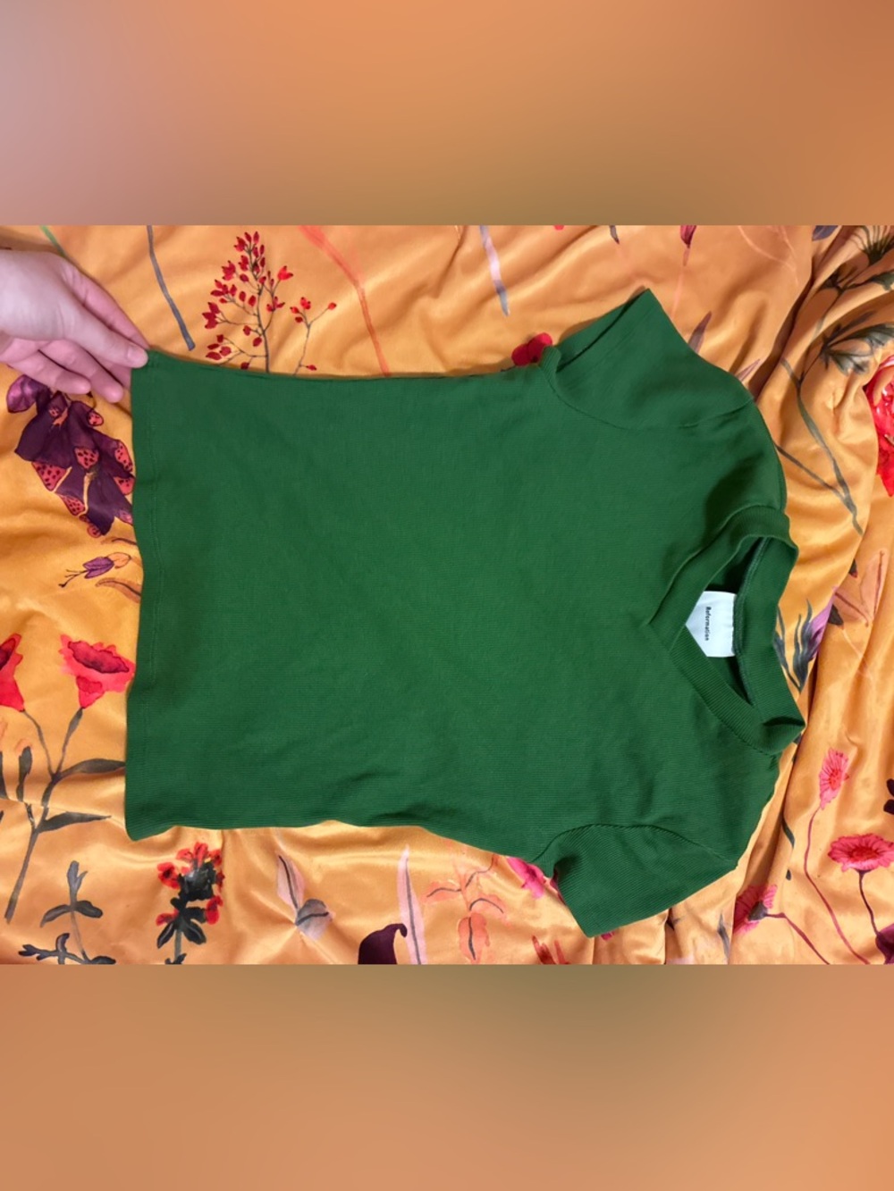 Reformation Green Short-Sleeve Knit Top CROP TOP - Women's
